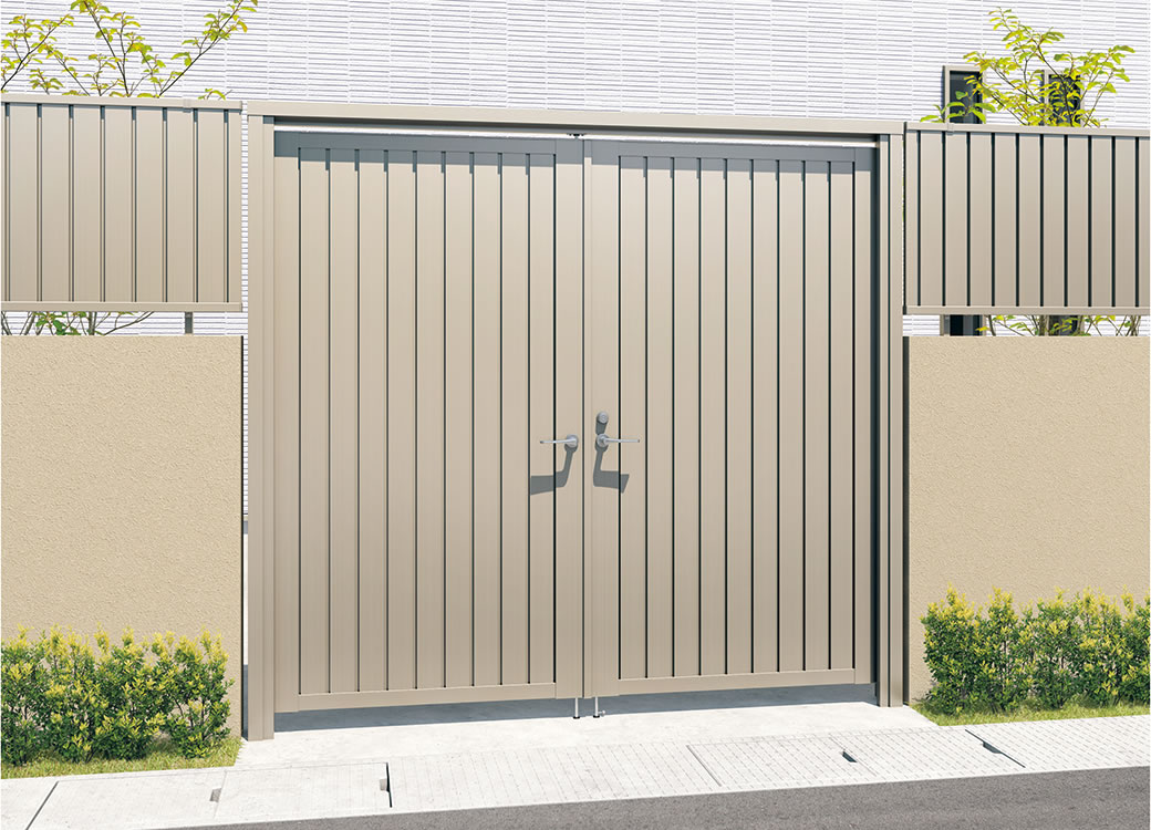 TMHM型（たて目隠し） アーバングレー／独立納まり／1120　三協アルミ　門扉　モダン　おしゃれ　エクステリア　愛知・名古屋の外構専門店パートナーホームのエクステリア　製品一覧　形材門扉　レジリアハイタイプ　三方枠仕様　|パートナーホーム