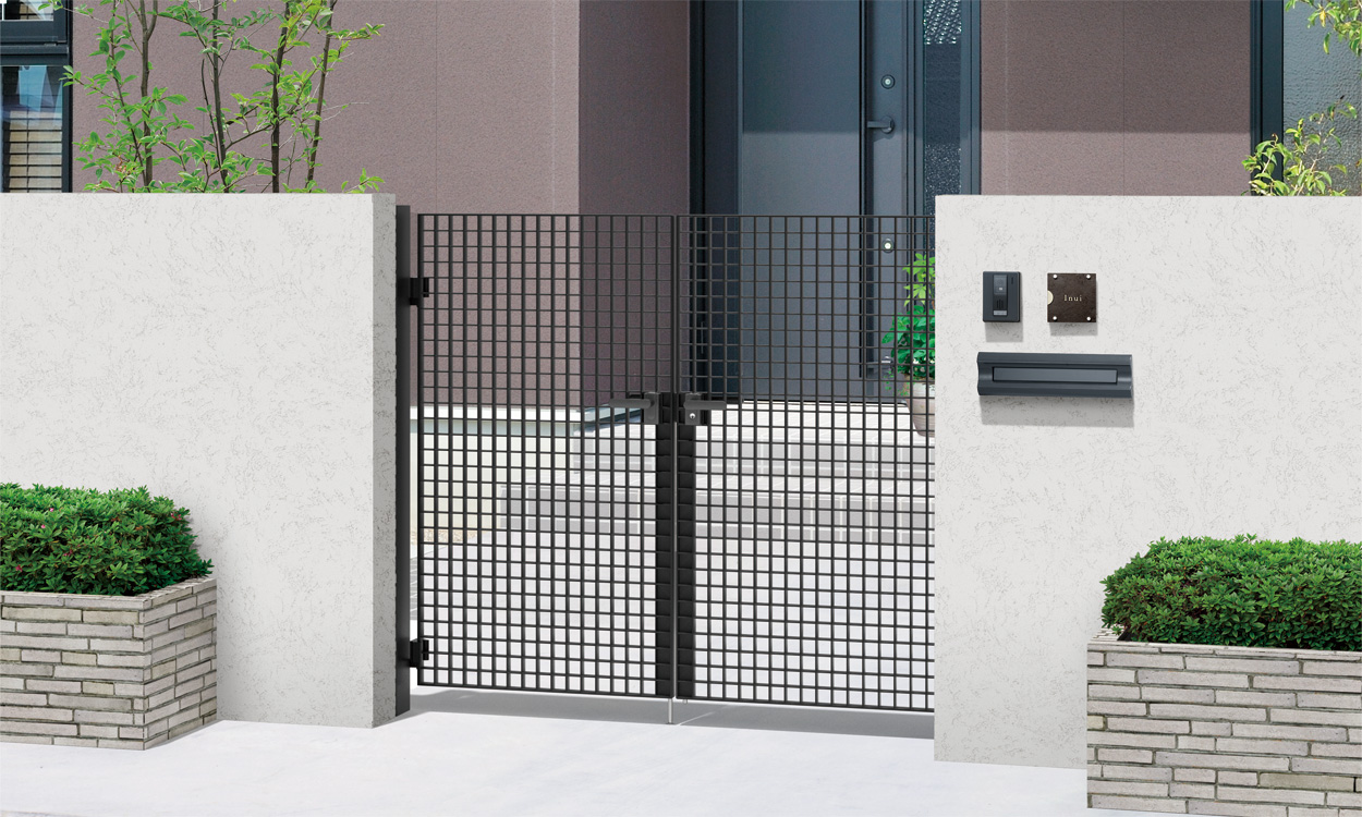 アートブラック 0916 三協アルミ　門まわり　モダン　おしゃれ　エクステリア　愛知・名古屋の外構専門店パートナーホームのエクステリア　製品一覧　鋳物門扉　グランクロス|パートナーホーム