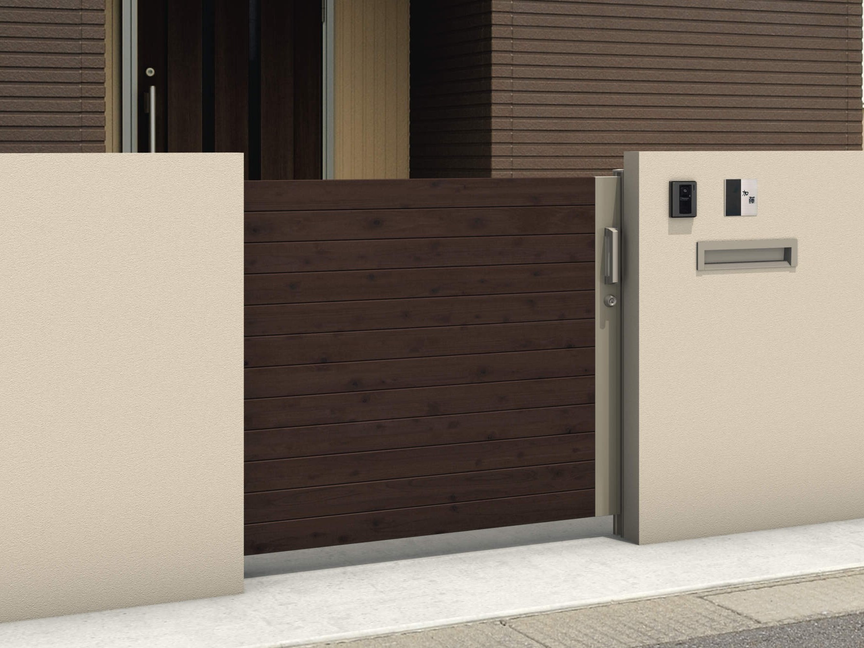 三協アルミ　スライド門扉　レナード　５型・M５型【外構エクステリア商品】|サムネイル　SRN-M5　三協アルミ　門まわり　モダン　おしゃれ　エクステリア　愛知・名古屋の外構専門店パートナーホームのエクステリア　製品一覧　スライド門扉　レナード　|パートナーホーム