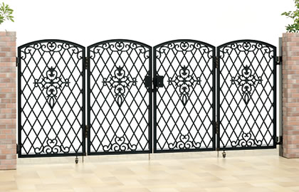 折り扉納まり　三協アルミ　門まわり　モダン　おしゃれ　エクステリア　愛知・名古屋の外構専門店パートナーホームのエクステリア　製品一覧　鋳物門扉　ファンセル|パートナーホーム