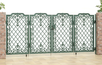 三協アルミ　門まわり　モダン　おしゃれ　エクステリア　愛知・名古屋の外構専門店パートナーホームのエクステリア　製品一覧　鋳物門扉　ラビロス　|パートナーホーム