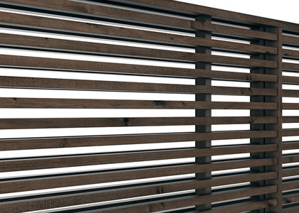 1型：横細格子 繊細でシャープなイメージ。　三協アルミ　門・フェンスまわり　フェンス・スクリーン　目隠し　モダン　おしゃれ　エクステリア　愛知・名古屋の外構専門店パートナーホームのエクステリア　製品一覧　形材フェンス　フィオーレ|パートナーホーム