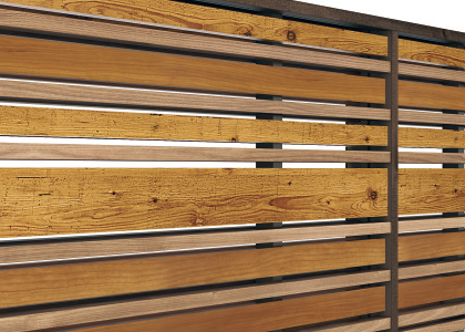 4型：横ランダム格子 異なる格子&色の組み合わせが魅力。　三協アルミ　門・フェンスまわり　フェンス・スクリーン　目隠し　モダン　おしゃれ　エクステリア　愛知・名古屋の外構専門店パートナーホームのエクステリア　製品一覧　形材フェンス　フィオーレ|パートナーホーム