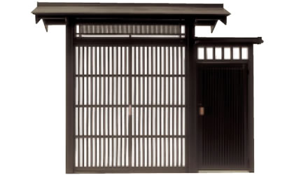 柳格子　片袖タイプ　三協アルミ　門まわり　モダン　おしゃれ　エクステリア　愛知・名古屋の外構専門店パートナーホームのエクステリア　製品一覧　鋳物門扉　アルミ門戸　志貴野|パートナーホーム