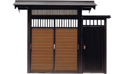 横板戸　片袖タイプ　三協アルミ　門まわり　モダン　おしゃれ　エクステリア　愛知・名古屋の外構専門店パートナーホームのエクステリア　製品一覧　鋳物門扉　アルミ門戸　志貴野|パートナーホーム