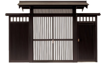 たて格子　両袖タイプ　三協アルミ　門まわり　モダン　おしゃれ　エクステリア　愛知・名古屋の外構専門店パートナーホームのエクステリア　製品一覧　鋳物門扉　アルミ門戸　志貴野|パートナーホーム