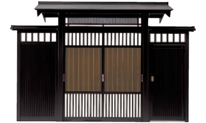 たて板戸　両袖タイプ　三協アルミ　門まわり　モダン　おしゃれ　エクステリア　愛知・名古屋の外構専門店パートナーホームのエクステリア　製品一覧　鋳物門扉　アルミ門戸　志貴野|パートナーホーム