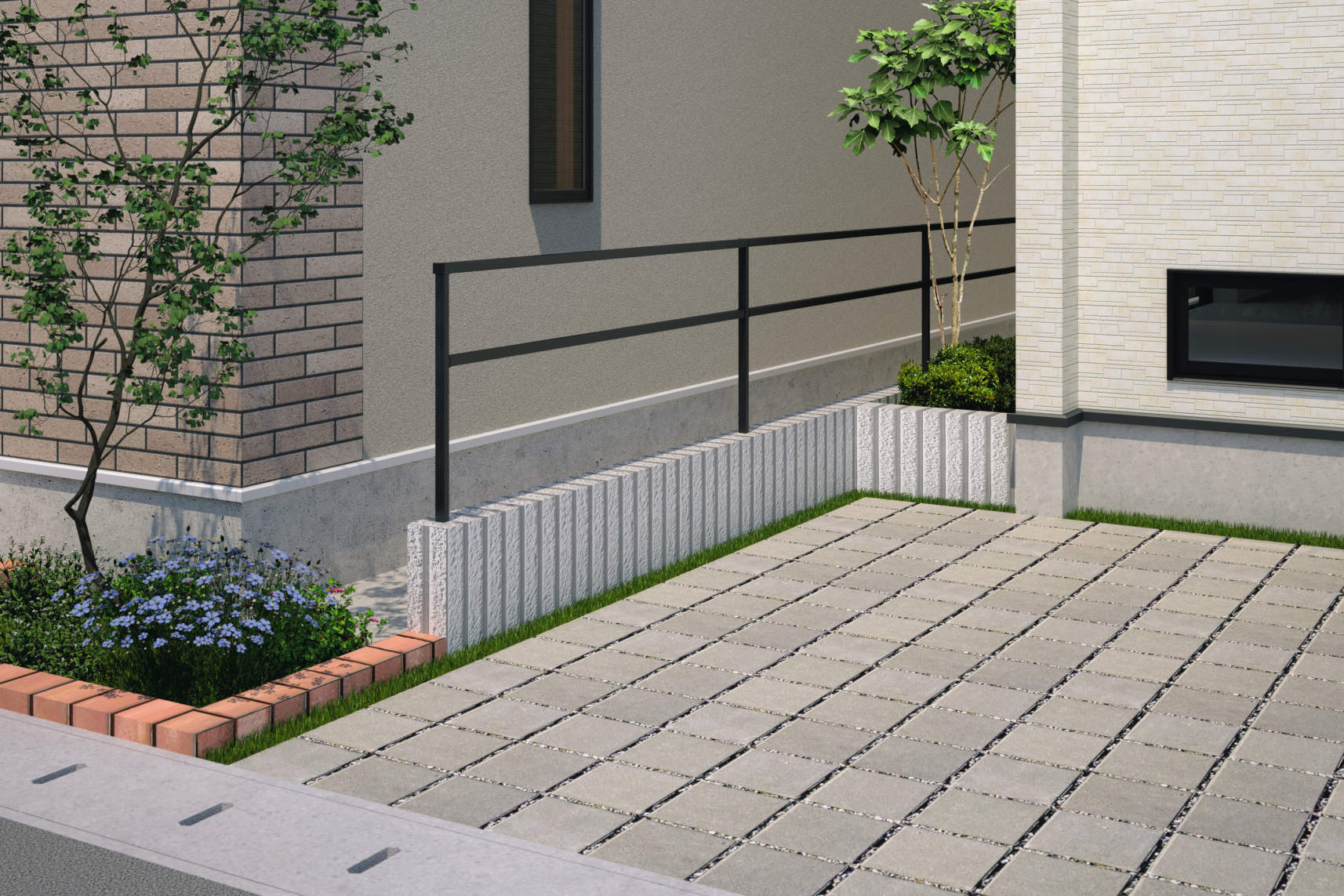 2008/ブラック（KC） EG020534　三協アルミ　門・フェンスまわり　フェンス・スクリーン　目隠し　モダン　おしゃれ　エクステリア　愛知・名古屋の外構専門店パートナーホームのエクステリア　製品一覧　形材フェンス　ジーエムLight|パートナーホーム