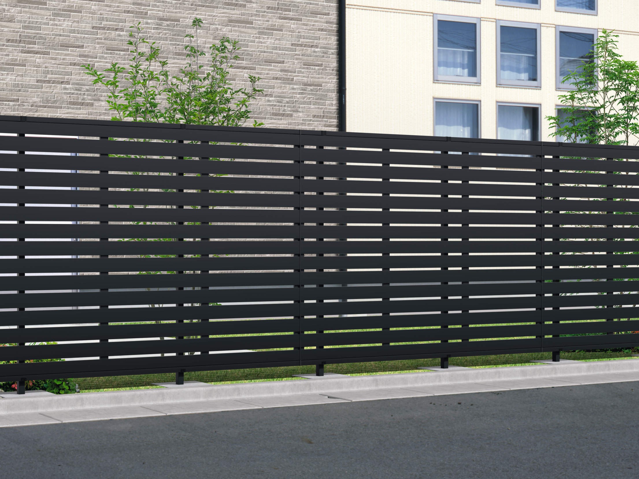 三協アルミ　形材フェンス　レジリアハイタイプ　YL1型・YM1型・YK3型【外構エクステリア商品】|サムネイル　YK3型（横板格子） 三協アルミ　門・フェンスまわり　フェンス・スクリーン　目隠し　モダン　おしゃれ　エクステリア　愛知・名古屋の外構専門店パートナーホームのエクステリア　製品一覧　形材フェンス　レジリアハイタイプ　|パートナーホーム