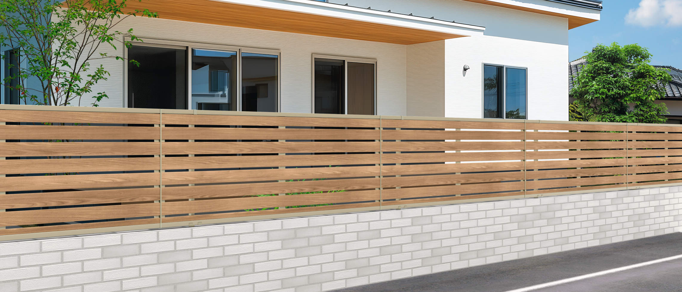 シナモンエルム・アーバングレー（NEU）　三協アルミ　門・フェンスまわり　フェンス・スクリーン　目隠し　モダン　おしゃれ　エクステリア　愛知・名古屋の外構専門店パートナーホームのエクステリア　製品一覧　形材フェンス　シャトレナⅡ　1S型|パートナーホーム