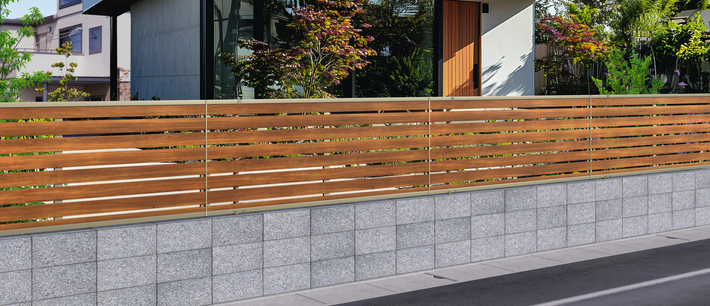 クラフトチェリー・アーバングレー（YCU） 三協アルミ　門・フェンスまわり　フェンス・スクリーン　目隠し　モダン　おしゃれ　エクステリア　愛知・名古屋の外構専門店パートナーホームのエクステリア　製品一覧　形材フェンス　シャトレナⅡ　2S型|パートナーホーム