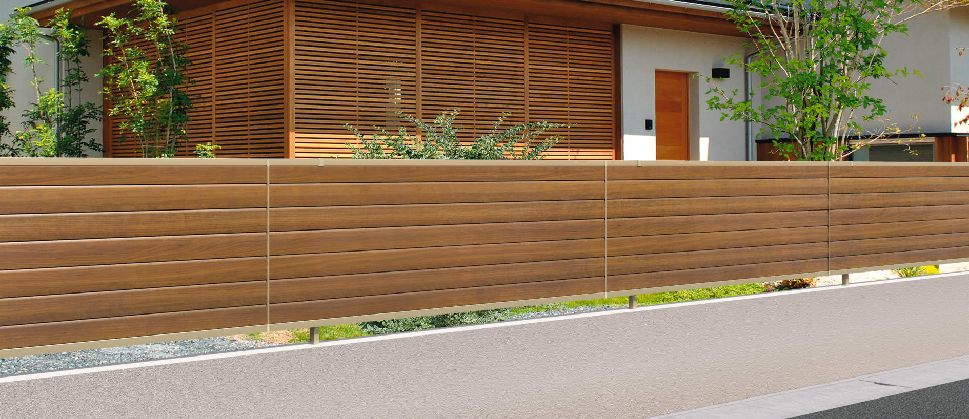 クラフトチェリー・アーバングレー（YCU）　三協アルミ　門・フェンスまわり　フェンス・スクリーン　目隠し　モダン　おしゃれ　エクステリア　愛知・名古屋の外構専門店パートナーホームのエクステリア　製品一覧　形材フェンス　シャトレナⅡ　3型|パートナーホーム