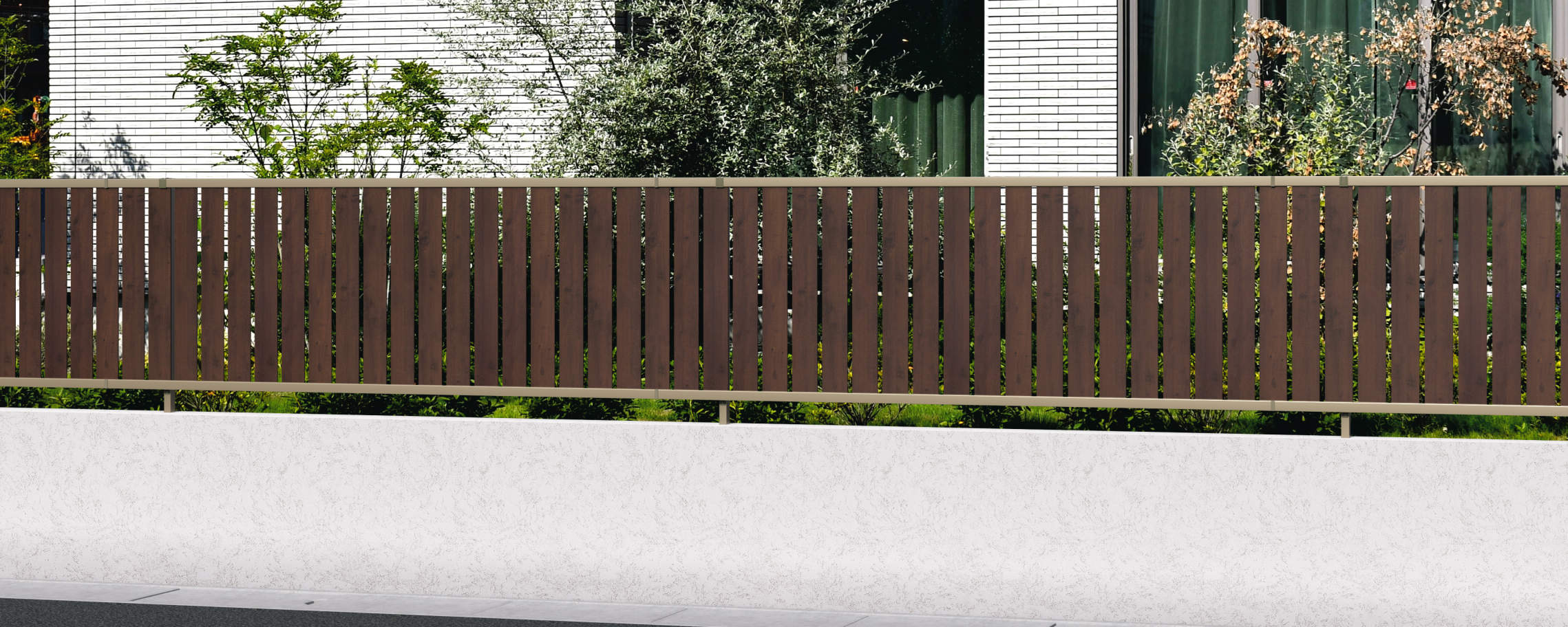 トラッドオーク・アーバングレー（FAU）　6型（たて板格子） 三協アルミ　門・フェンスまわり　フェンス・スクリーン　目隠し　モダン　おしゃれ　エクステリア　愛知・名古屋の外構専門店パートナーホームのエクステリア　製品一覧　形材フェンス　シャトレナⅡ　|パートナーホーム