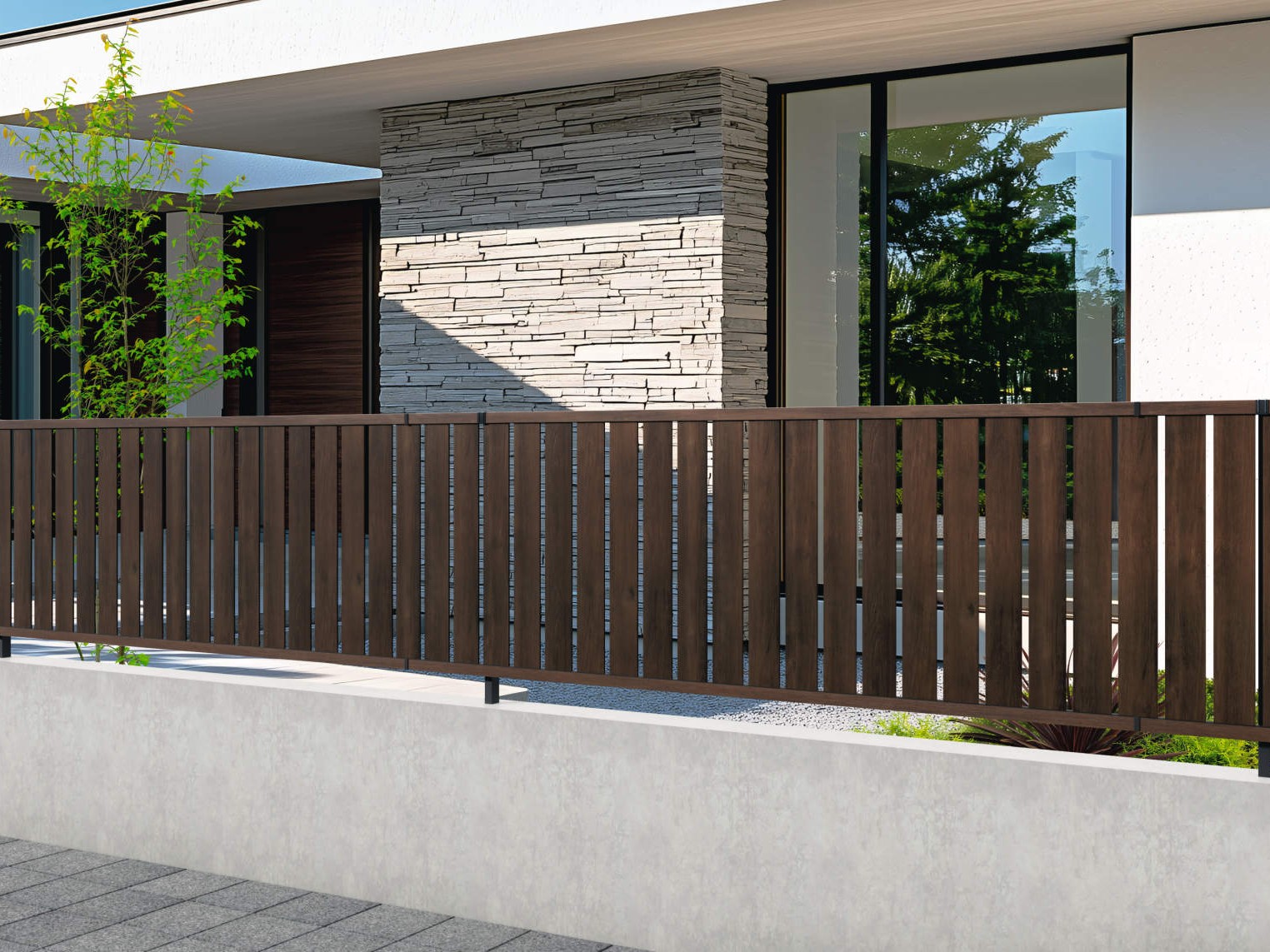 三協アルミ　形材フェンス　シャトレナⅡ　5P型・6P型【外構エクステリア商品】|サムネイル　6P型（たて板格子） 三協アルミ　門・フェンスまわり　フェンス・スクリーン　目隠し　モダン　おしゃれ　エクステリア　愛知・名古屋の外構専門店パートナーホームのエクステリア　製品一覧　形材フェンス　シャトレナⅡ　|パートナーホーム