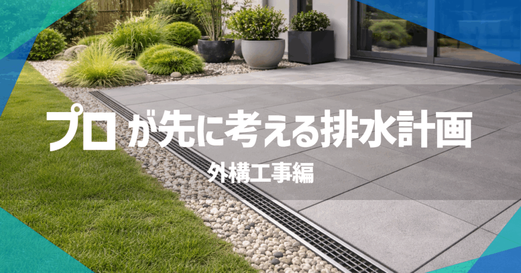 プロが先に考える、外構の排水計画排水計画　スリット側溝　グレーチング　外構工事　エクステリア|パートナーホーム