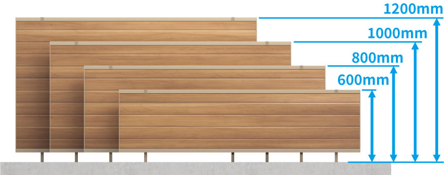 全タイプ共通の豊富なサイズ展開 三協アルミ　門・フェンスまわり　フェンス・スクリーン　目隠し　モダン　おしゃれ　エクステリア　愛知・名古屋の外構専門店パートナーホームのエクステリア　製品一覧　形材フェンス　シャトレナⅡ|パートナーホーム