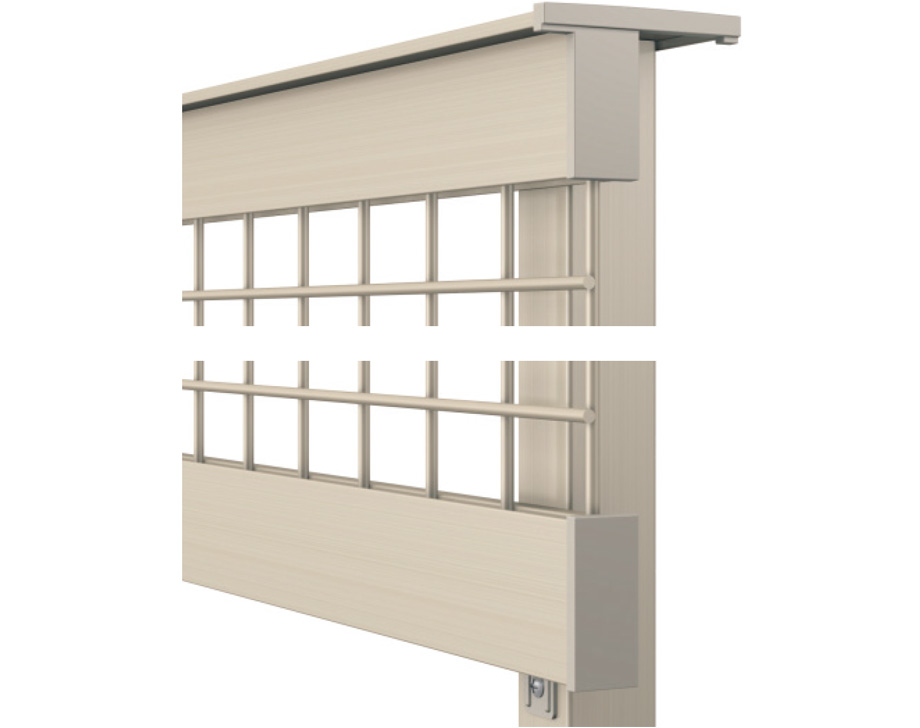 支柱キャップを兼ねた笠木 下桟ともにミニマルなデザインを追求しました。　三協アルミ　門・フェンスまわり　フェンス・スクリーン　目隠し　モダン　おしゃれ　エクステリア　愛知・名古屋の外構専門店パートナーホームのエクステリア　製品一覧　形材フェンス　ハイブリッドT・T|パートナーホーム