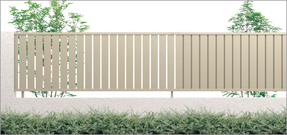 ※写真はTK3型＋TM1型 組み合わせ例 三協アルミ　門・フェンスまわり　フェンス・スクリーン　目隠し　モダン　おしゃれ　エクステリア　愛知・名古屋の外構専門店パートナーホームのエクステリア　製品一覧　形材フェンス　レジリア|パートナーホーム