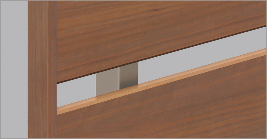 本体端部 端部部材にも、木調色を設定。意匠性をアップします。　三協アルミ　門・フェンスまわり　フェンス・スクリーン　目隠し　モダン　おしゃれ　エクステリア　愛知・名古屋の外構専門店パートナーホームのエクステリア　製品一覧　形材フェンス　フレイナ|パートナーホーム
