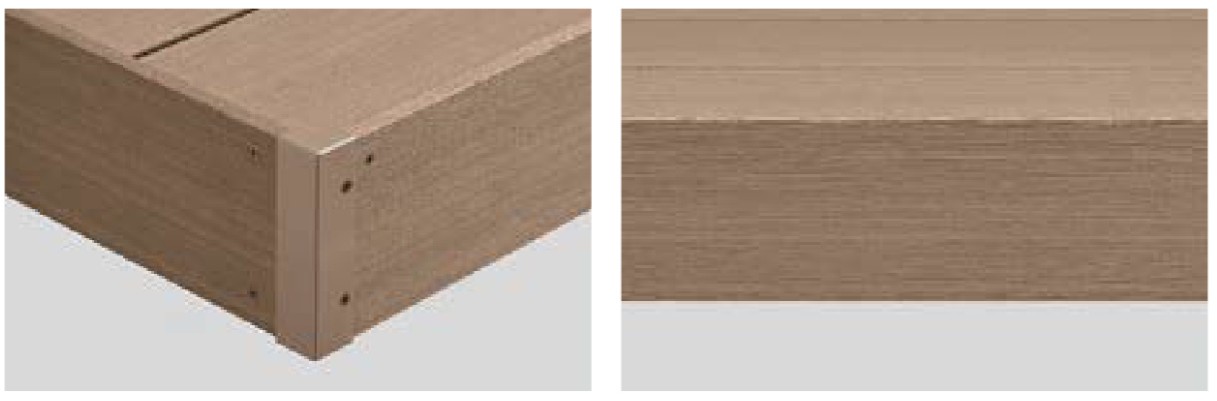 「柾目」とは、木材の中心付近を切ったときに、表面に表れる木目のこと。まっすぐ美しい木目による上質な質感で、穏やかな表情を再現。天然木のリアルな美しさを堪能することができます。 LIXIL　外構　モダン　 おしゃれ　エクステリア　愛知・名古屋の外構専門店パートナーホームのエクステリア　製品一覧　樹ら楽　柾目タイプ|パートナーホーム