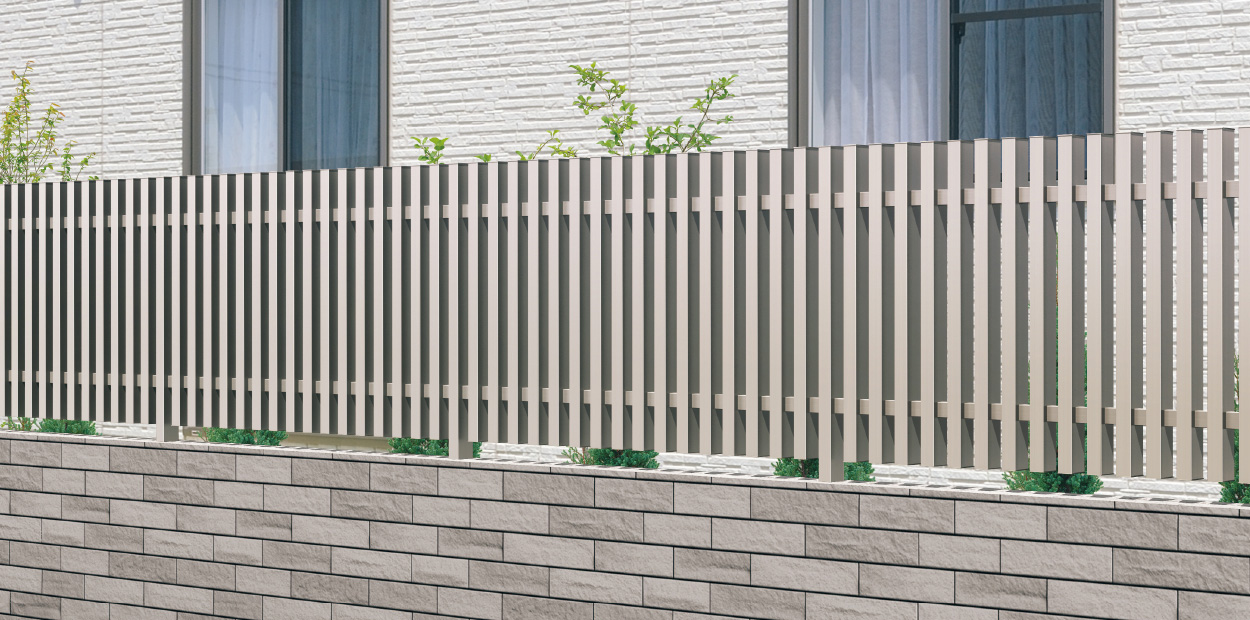 アーバングレー／1208　三協アルミ　門・フェンスまわり　フェンス・スクリーン　目隠し　モダン　おしゃれ　エクステリア　愛知・名古屋の外構専門店パートナーホームのエクステリア　製品一覧　形材フェンス エルファード|パートナーホーム