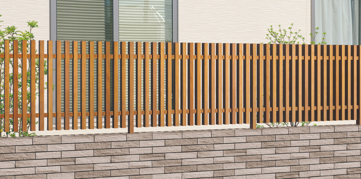 クラフトチェリー／1208　三協アルミ　門・フェンスまわり　フェンス・スクリーン　目隠し　モダン　おしゃれ　エクステリア　愛知・名古屋の外構専門店パートナーホームのエクステリア　製品一覧　形材フェンス エルファード|パートナーホーム