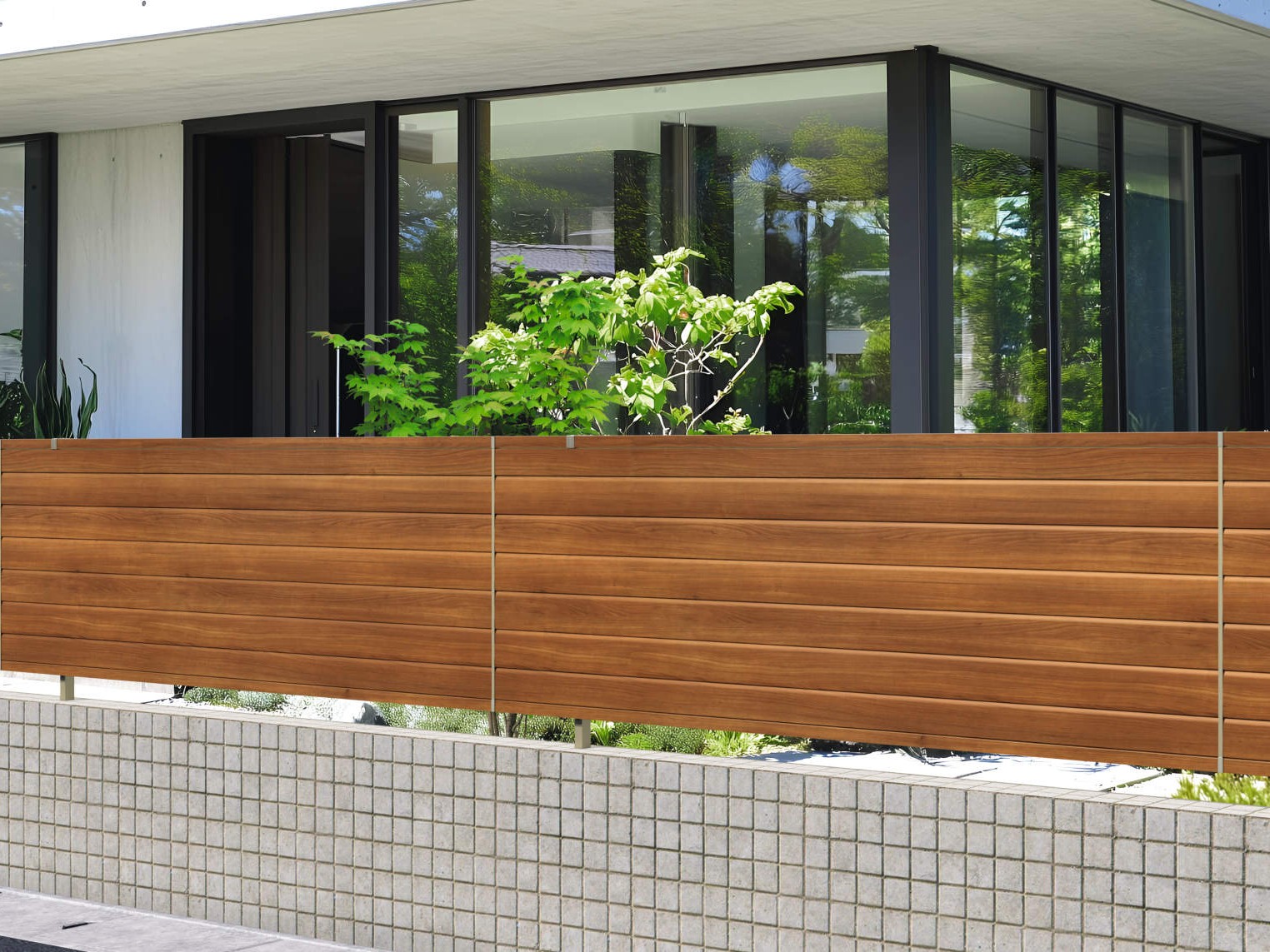 三協アルミ　形材フェンス　シャトレナⅡ　3P型・3PS型【外構エクステリア商品】|サムネイル　3P型（横ルーバー） 三協アルミ　門・フェンスまわり　フェンス・スクリーン　目隠し　モダン　おしゃれ　エクステリア　愛知・名古屋の外構専門店パートナーホームのエクステリア　製品一覧　形材フェンス　シャトレナⅡ　|パートナーホーム