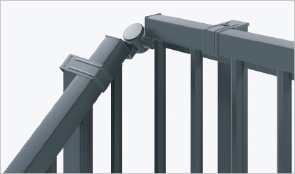 傾斜＋コーナー部の場合　三協アルミ　門・フェンスまわり　フェンス・スクリーン　目隠し　モダン　おしゃれ　エクステリア　愛知・名古屋の外構専門店パートナーホームのエクステリア　製品一覧　形材フェンス　スーパー速川|パートナーホーム