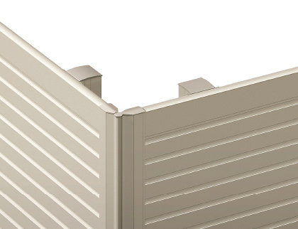 コーナー材 60゜～180゜のコーナーに対応可能なコーナー材を用意しています。　三協アルミ　門・フェンスまわり　フェンス・スクリーン　目隠し　モダン　おしゃれ　エクステリア　愛知・名古屋の外構専門店パートナーホームのエクステリア　製品一覧　形材フェンス　ニューアイシャノンG|パートナーホーム