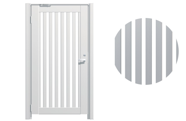 たて格子タイプ（形材タイプ） 和洋どちらにもマッチするスタンダードデザイン。 スタンダードなデザインで、格子の間から適度な採光・通風が得られます。　三協アルミ　門・フェンスまわり　フェンス・スクリーン　目隠し　モダン　おしゃれ　エクステリア　愛知・名古屋の外構専門店パートナーホームのエクステリア　製品一覧　ガーデンスクリーン　LALAスクリーン|パートナーホーム