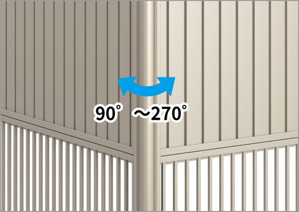 コーナー支柱　三協アルミ　門・フェンスまわり　フェンス・スクリーン　目隠し　モダン　おしゃれ　エクステリア　愛知・名古屋の外構専門店パートナーホームのエクステリア　製品一覧　形材フェンス　多段支柱　2段間仕切り支柱［70角支柱］|パートナーホーム