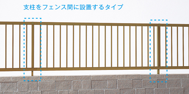 間仕切り支柱タイプ ■フェンス間に柱を設置するタイプのため、両面同じデザインで表裏が目立たず隣家との境界部の施工に適しています。 ■コーナー部にすき間を作らないコーナー支柱。 ■施工後の本体交換が可能な本体スライド施工。　　三協アルミ　門・フェンスまわり　フェンス・スクリーン　目隠し　モダン　おしゃれ　エクステリア　愛知・名古屋の外構専門店パートナーホームのエクステリア　製品一覧　形材フェンス　スーパー速川|パートナーホーム