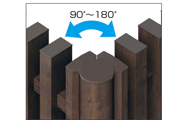 コーナー納まり時にご使用いただけるスマートな仕上がりのコーナー支柱（90°～270°対応）です。　三協アルミ　門・フェンスまわり　フェンス・スクリーン　目隠し　モダン　おしゃれ　エクステリア　愛知・名古屋の外構専門店パートナーホームのエクステリア　製品一覧　ガーデンスクリーン　エルファード両面タイプ|パートナーホーム