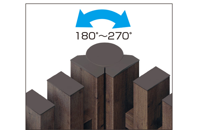 コーナー納まり時にご使用いただけるスマートな仕上がりのコーナー支柱（90°～270°対応）です。　三協アルミ　門・フェンスまわり　フェンス・スクリーン　目隠し　モダン　おしゃれ　エクステリア　愛知・名古屋の外構専門店パートナーホームのエクステリア　製品一覧　ガーデンスクリーン　エルファード両面タイプ|パートナーホーム