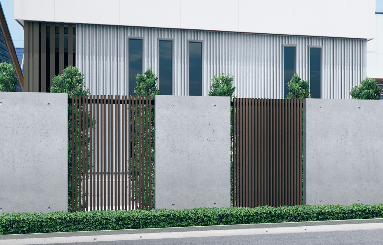 2型 HGK（ビターグレイン・ブラック）／間仕切り支柱タイプ／1016　三協アルミ　門・フェンスまわり　フェンス・スクリーン　目隠し　モダン　おしゃれ　エクステリア　愛知・名古屋の外構専門店パートナーホームのエクステリア　製品一覧　ガーデンスクリーン　J.モダン|パートナーホーム