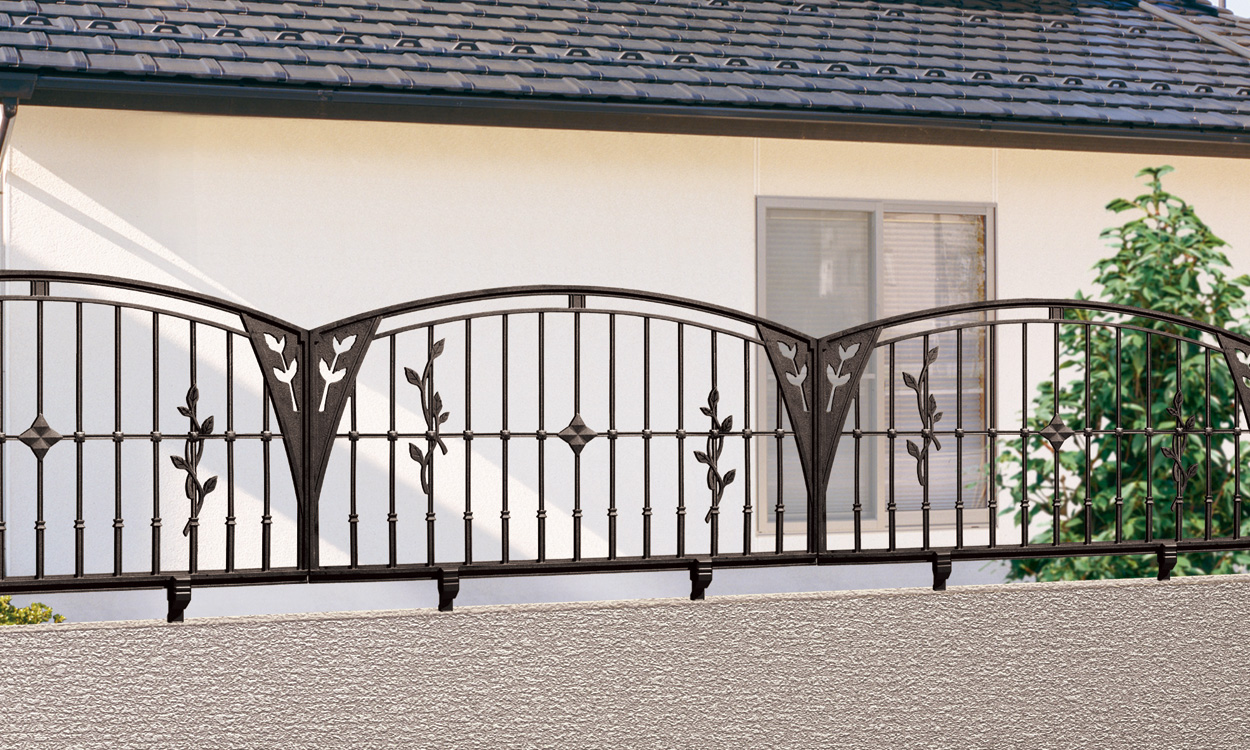 1型 アートブラウン／1006　三協アルミ　門・フェンスまわり　フェンス・スクリーン　目隠し　モダン　おしゃれ　エクステリア　愛知・名古屋の外構専門店パートナーホームのエクステリア　製品一覧　鋳物フェンス　ハーベリー|パートナーホーム