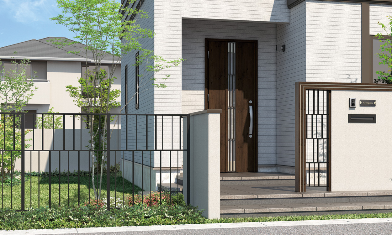 3型 間仕切り支柱タイプ／アートブラック（KA）／1012　三協アルミ　門・フェンスまわり　フェンス・スクリーン　目隠し　モダン　おしゃれ　エクステリア　愛知・名古屋の外構専門店パートナーホームのエクステリア　製品一覧　鋳物フェンス　キャスタイル|パートナーホーム