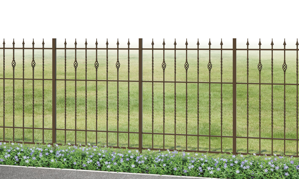 1型 間仕切り支柱タイプ／アートブラウン（ABN）／1012　三協アルミ　門・フェンスまわり　フェンス・スクリーン　目隠し　モダン　おしゃれ　エクステリア　愛知・名古屋の外構専門店パートナーホームのエクステリア　製品一覧　鋳物フェンス　キャスタイル|パートナーホーム