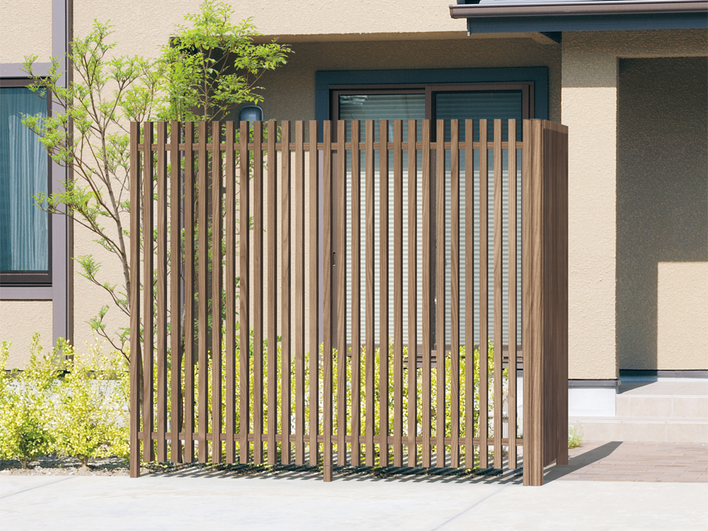 M1型2026年4月 発売予定 シナモンエルム（NE）／1018　三協アルミ　門・フェンスまわり　フェンス・スクリーン　目隠し　モダン　おしゃれ　エクステリア　愛知・名古屋の外構専門店パートナーホームのエクステリア　製品一覧　ガーデンスクリーン　エルファード両面タイプ|パートナーホーム