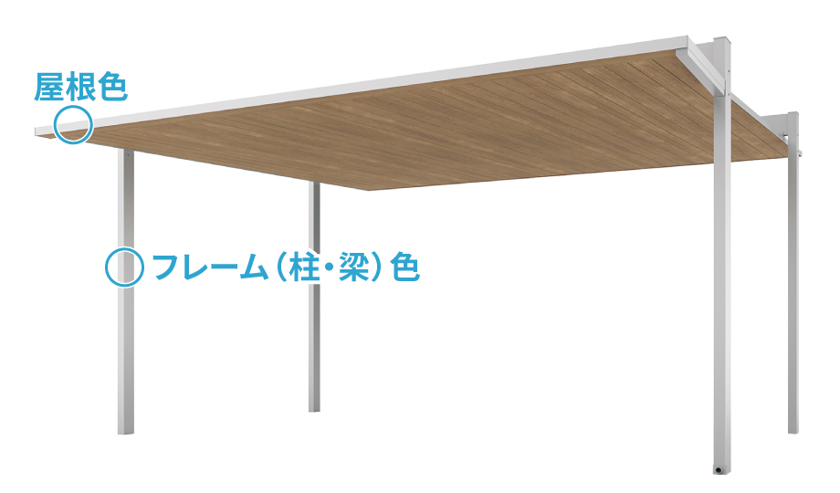 ナチュラルテイストの住宅にも調和する『木調色』 ※木調色は屋根下部のみとなります。　三協アルミ　車庫まわり　カーポート　モダン　おしゃれ　エクステリア　愛知・名古屋の外構専門店パートナーホームのエクステリア　製品一覧　FⅡ-RW（両側支持タイプ）|パートナーホーム