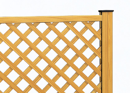 端部 支柱部分もアルミ芯材が見えないようになっています。 三協アルミ　門・フェンスまわり　フェンス・スクリーン　目隠し　モダン　おしゃれ　エクステリア　愛知・名古屋の外構専門店パートナーホームのエクステリア　製品一覧　鋳物フェンス　木粉入り樹脂フェンス　プラウディ|パートナーホーム