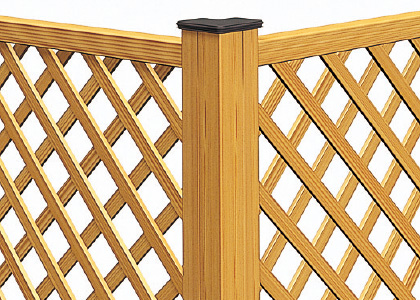 90゜専用コーナー支柱 コーナー部分も美しい納まりになります。 三協アルミ　門・フェンスまわり　フェンス・スクリーン　目隠し　モダン　おしゃれ　エクステリア　愛知・名古屋の外構専門店パートナーホームのエクステリア　製品一覧　鋳物フェンス　木粉入り樹脂フェンス　プラウディ|パートナーホーム