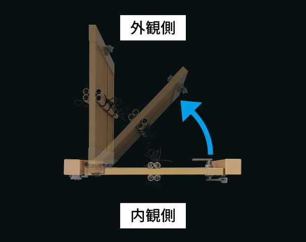 外開き納まり　三協アルミ　門・フェンスまわり　フェンス・スクリーン　目隠し　モダン　おしゃれ　エクステリア　愛知・名古屋の外構専門店パートナーホームのエクステリア　製品一覧　樹脂竹垣　紗更|パートナーホーム