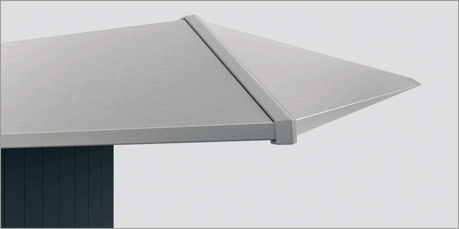 前桁／側桁接合部 ※写真は天井材（形材色）です。　三協アルミ　車庫まわり　カーポート　モダン　おしゃれ　エクステリア　愛知・名古屋の外構専門店パートナーホームのエクステリア　製品一覧　FⅡ-RW（片側支持タイプ）|パートナーホーム