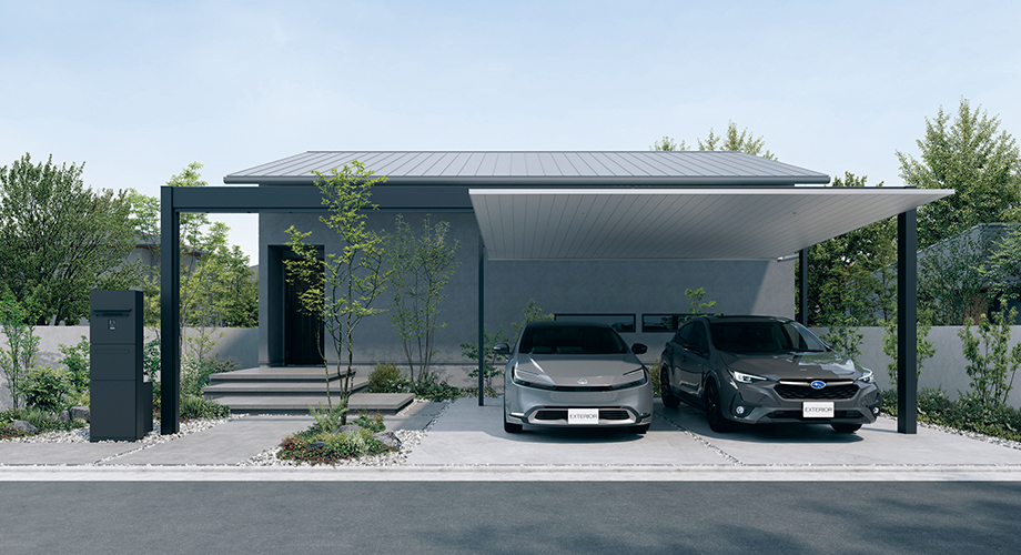 延長梁 2台用 三協アルミ　車庫まわり　カーポート　モダン　おしゃれ　エクステリア　愛知・名古屋の外構専門店パートナーホームのエクステリア　製品一覧　FⅡ-RW（両側支持タイプ）|パートナーホーム