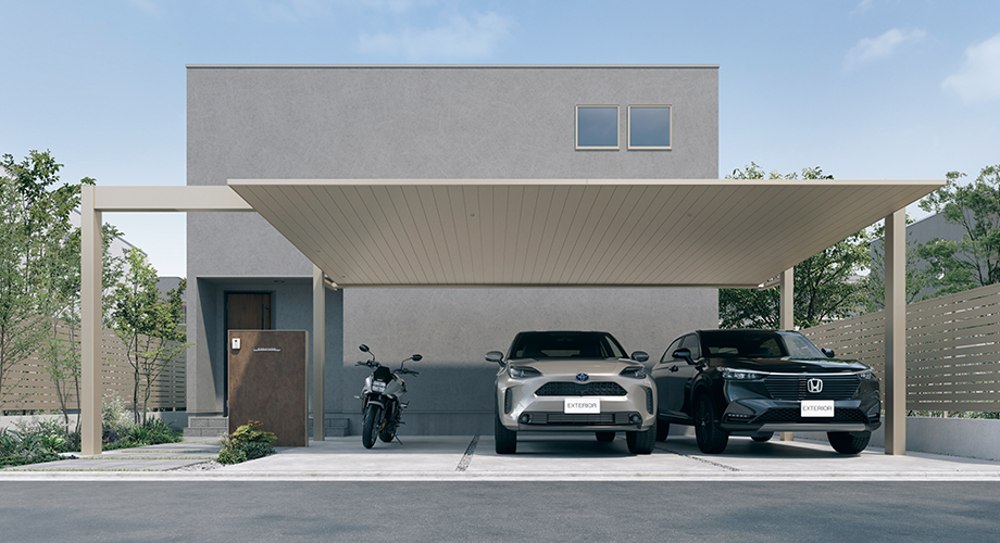 延長梁 3台用 三協アルミ　車庫まわり　カーポート　モダン　おしゃれ　エクステリア　愛知・名古屋の外構専門店パートナーホームのエクステリア　製品一覧　FⅡ-RW（両側支持タイプ）|パートナーホーム