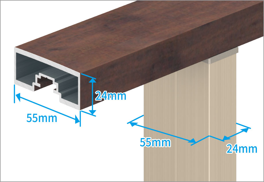 支柱と同サイズの笠木が、シャープで一体感のあるディテールをつくります。 三協アルミ　門・フェンスまわり　目隠し　モダン　おしゃれ　エクステリア　愛知・名古屋の外構専門店パートナーホームのエクステリア　製品一覧　歩行者用補助手すり　ジーエムライン|パートナーホーム