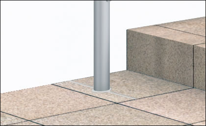 埋め込み支柱　三協アルミ　玄関アプローチ　門・フェンスまわり　モダン　おしゃれ　エクステリア　愛知・名古屋の外構専門店パートナーホームのエクステリア　製品一覧　歩行者用補助手すり　エトランポU 転落防止柵タイプ|パートナーホーム