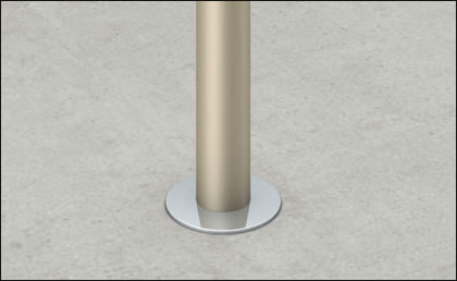 支柱化粧カバー【オプション】 コア抜きによるモルタル用の埋め込み支柱用化粧カバーです。傾斜角度15°まで対応可能です。　三協アルミ　玄関アプローチ　門・フェンスまわり　モダン　おしゃれ　エクステリア　愛知・名古屋の外構専門店パートナーホームのエクステリア　製品一覧　歩行者用補助手すり　エトランポU 転落防止柵タイプ|パートナーホーム