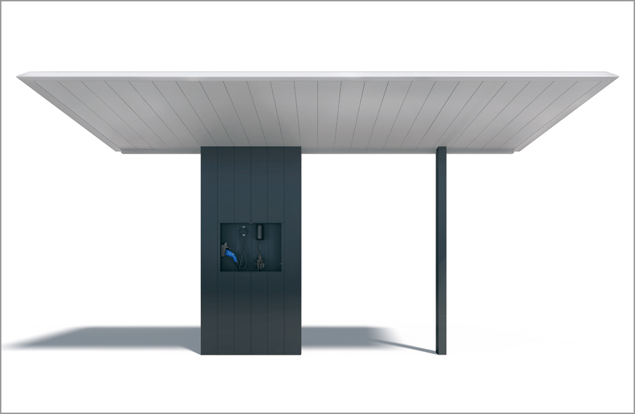 三協アルミ　車庫まわり　カーポート　モダン　おしゃれ　エクステリア　愛知・名古屋の外構専門店パートナーホームのエクステリア　製品一覧　FⅡ-RW（片側支持EVユニットタイプ）|パートナーホーム